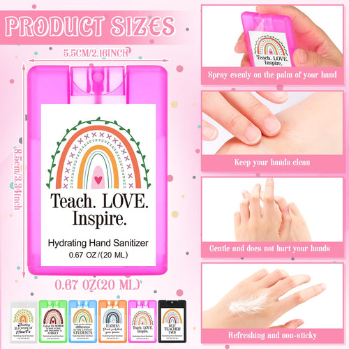 Dansib 24 Pack Teacher Appreciation Gifts for Women Mini Hand Sanitizer Spray Travel Size Hydrating Hand Sanitizer Pocket Spray