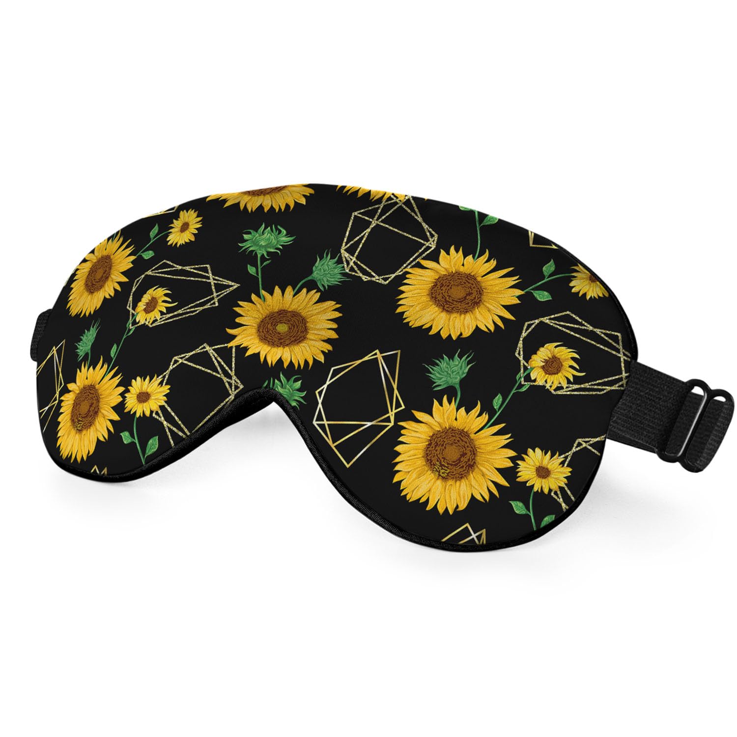 NOHSHE Sunflower Sleep Mask Eye Mask Yellow Sunflowers Flower Golden Geometric Sleep Mask Light Blocking Adjustable Smooth Soft 