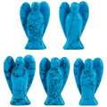 mookaitedecor Set of 5 Blue Howlite Turquoise Crystal Angel Figurines, 1.5 inch Mini Guardian Angel Statue Carving Pocket Stone 
