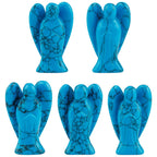 mookaitedecor Set of 5 Blue Howlite Turquoise Crystal Angel Figurines, 1.5 inch Mini Guardian Angel Statue Carving Pocket Stone 