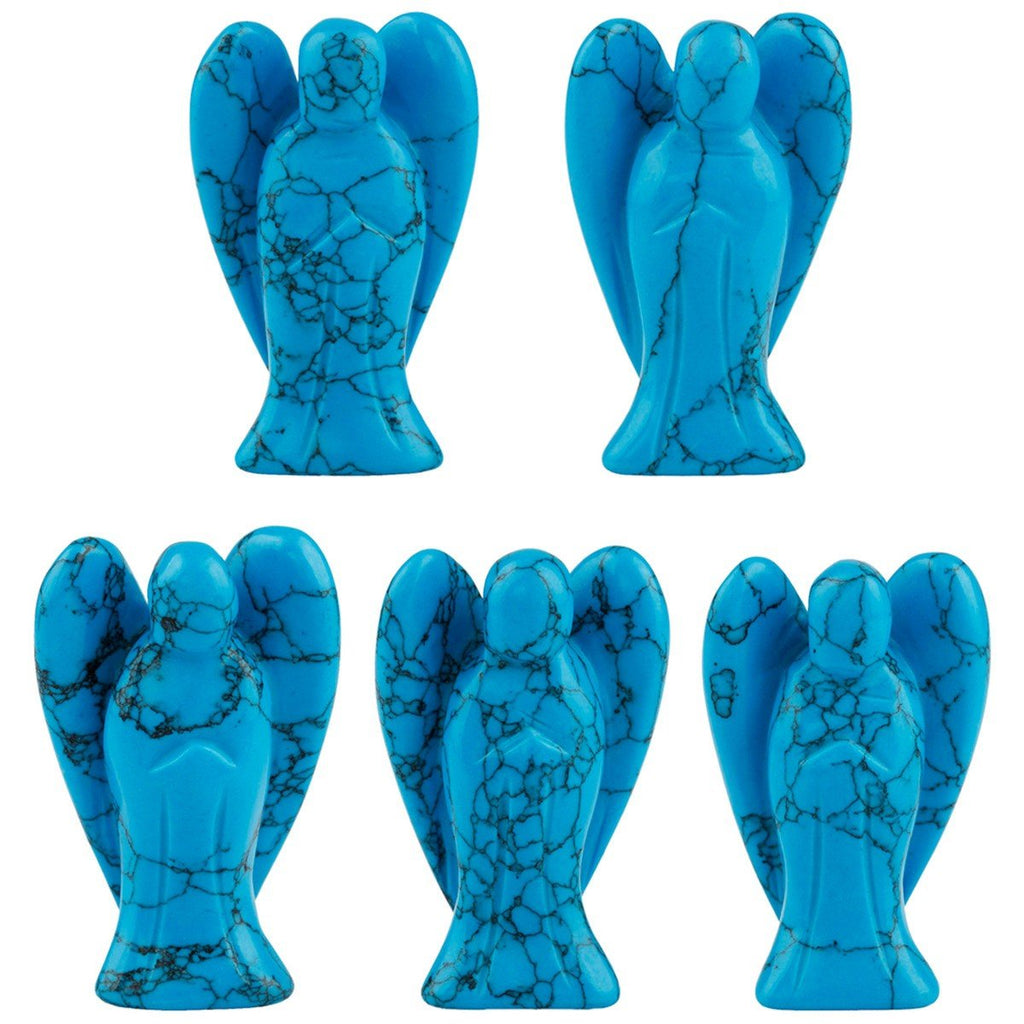 mookaitedecor Set of 5 Blue Howlite Turquoise Crystal Angel Figurines ...
