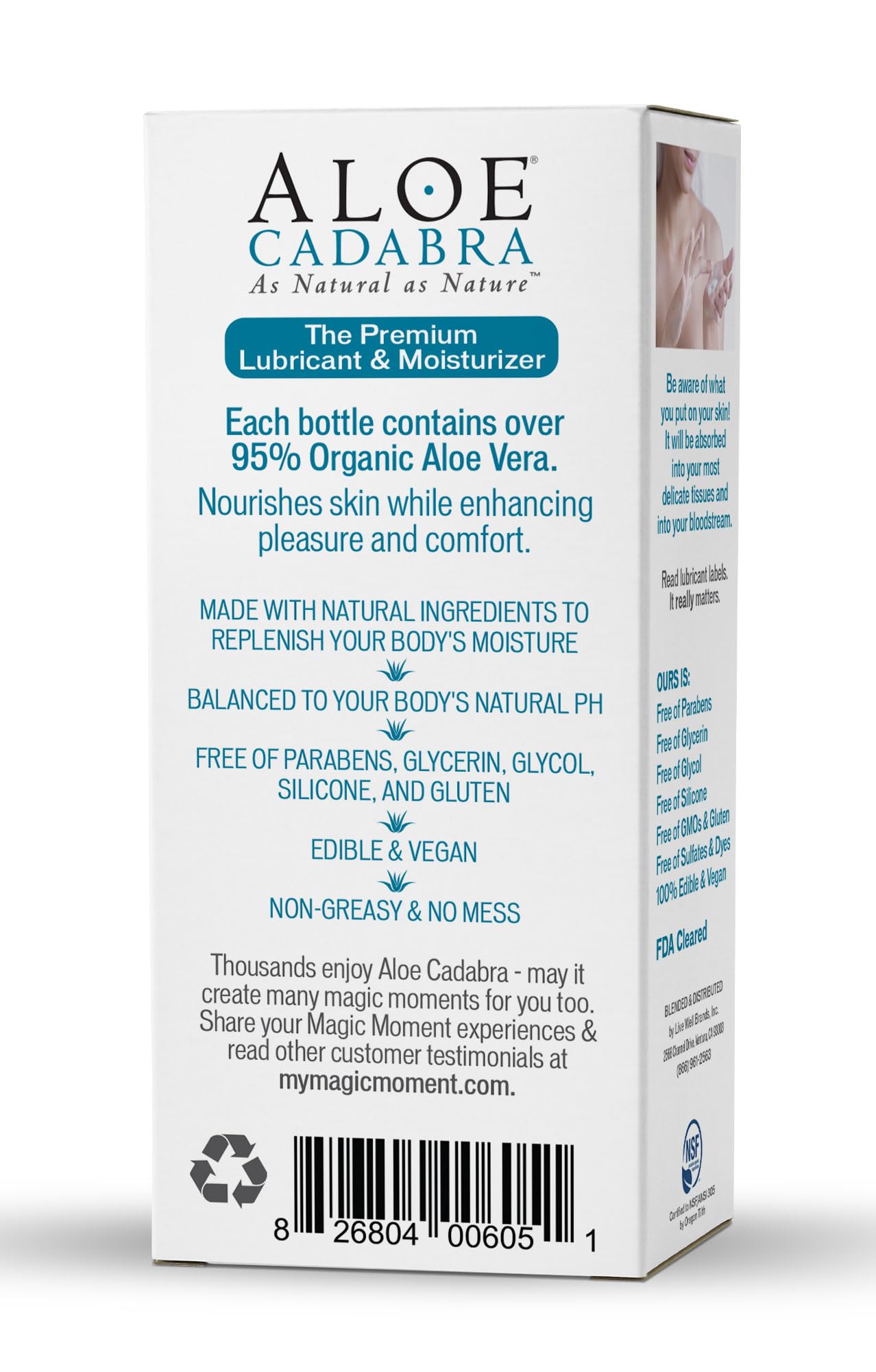 Aloe Cadabra Natural Water Based Personal Lubricant and Vaginal Moisturizer, Organic Aloe Lube for Men, Women and Couples, Non-S