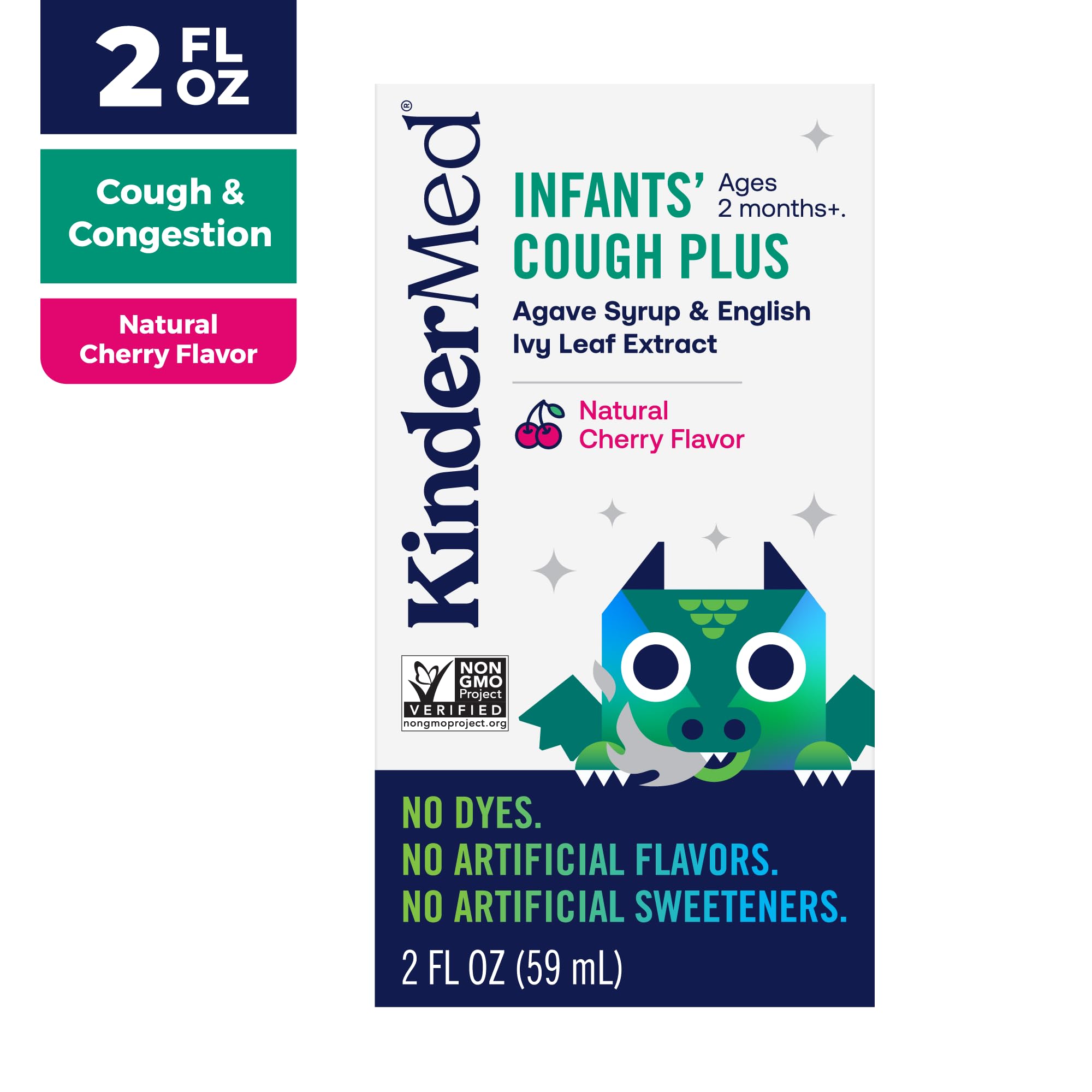 KinderMed Infants Daytime Cough Plus, Organic Agave Syrup and English Ivy Leaf Extract, No Dyes, No Artificial Flavors or Sweet