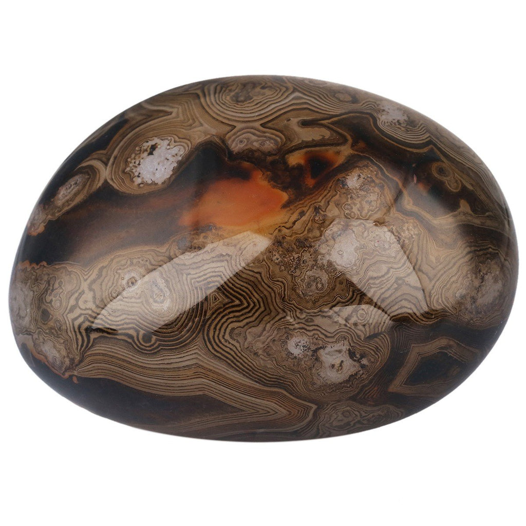 rockcloud Irregular Polished Banded Agate Palm Stones Worry Stones Pebble Healing Crystal with Velvet Bag