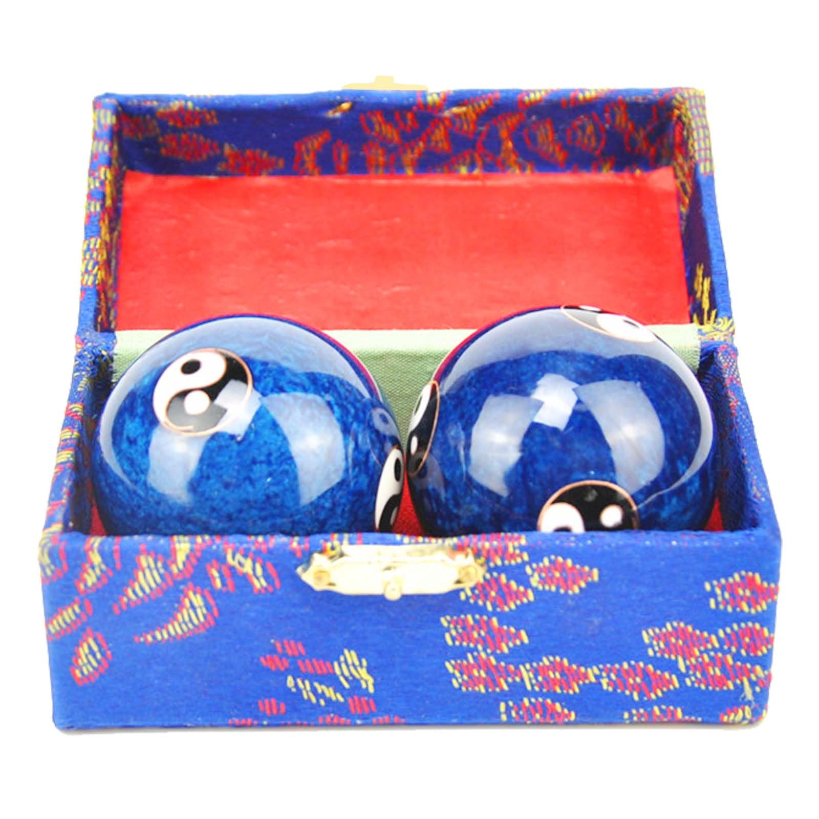 Generic 1.85 Cloisonne Health Hand Balls Yin-Yang Chinese Meditation Baoding Feng Shui Healthy Exercise Stress Balls with Gift