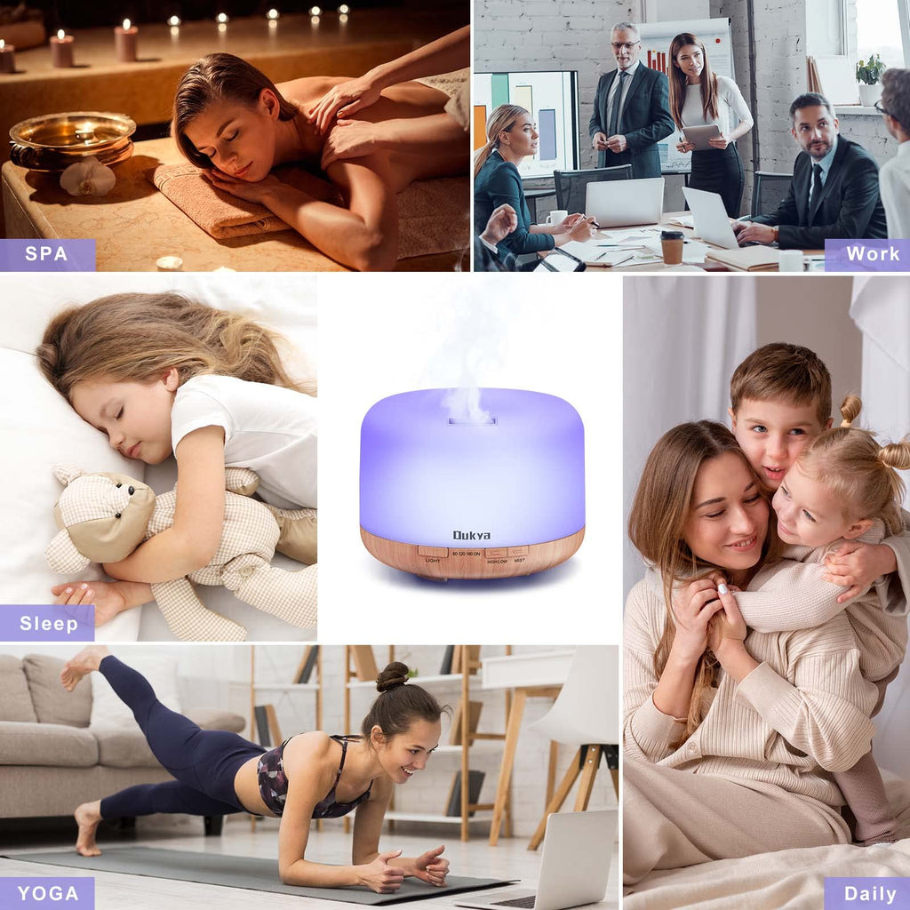 Dukya 500ml Essential Oil Diffuser, 5 in 1 Ultrasonic Aromatherapy Fragrant Oil Humidifier Vaporizer, Timer and Auto-Off Safety
