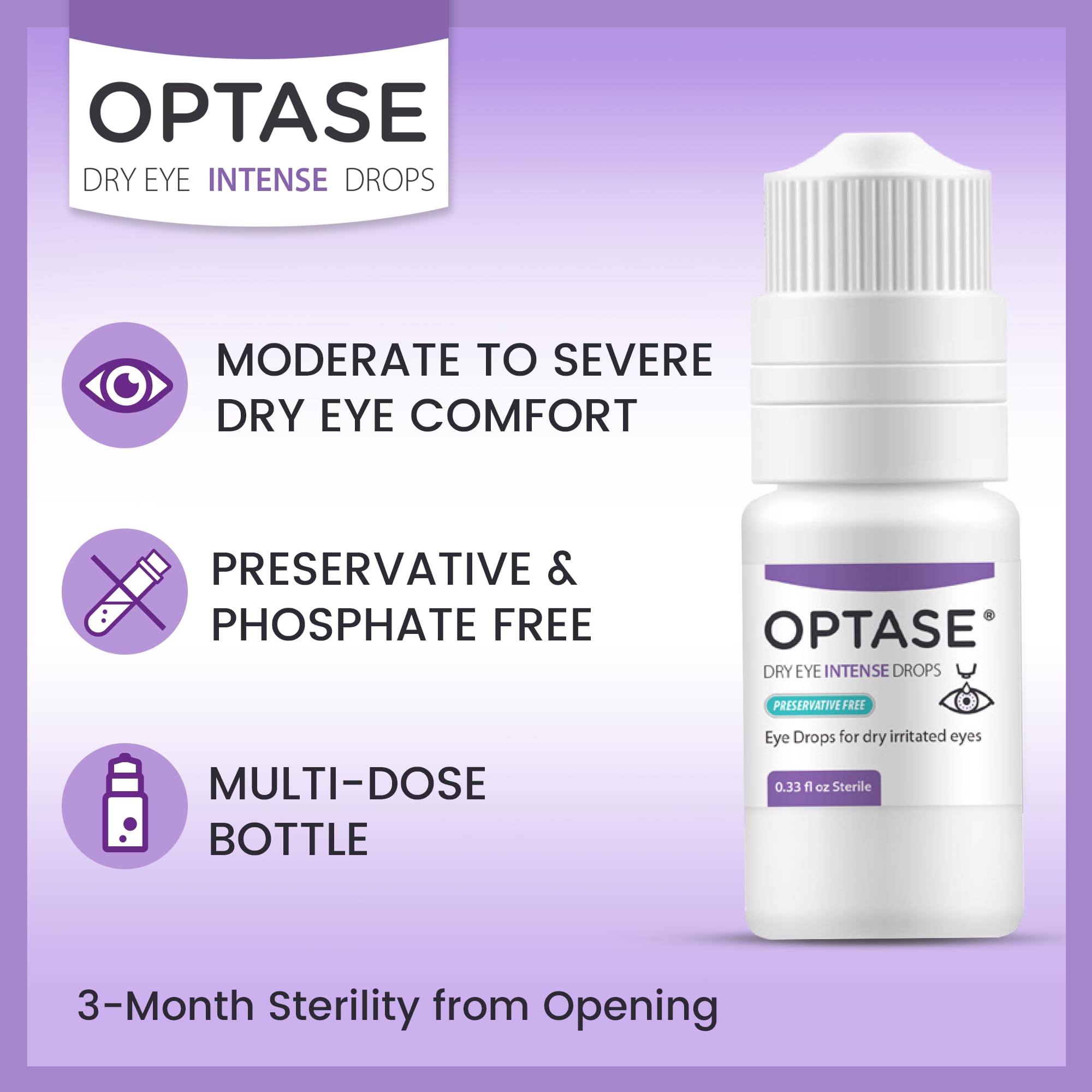 Optase Dry Eye Intense Drops - Preservative Free Eye Drops for Long Lasting Relief - Artificial Tears to Relieve Severe Dry Eye