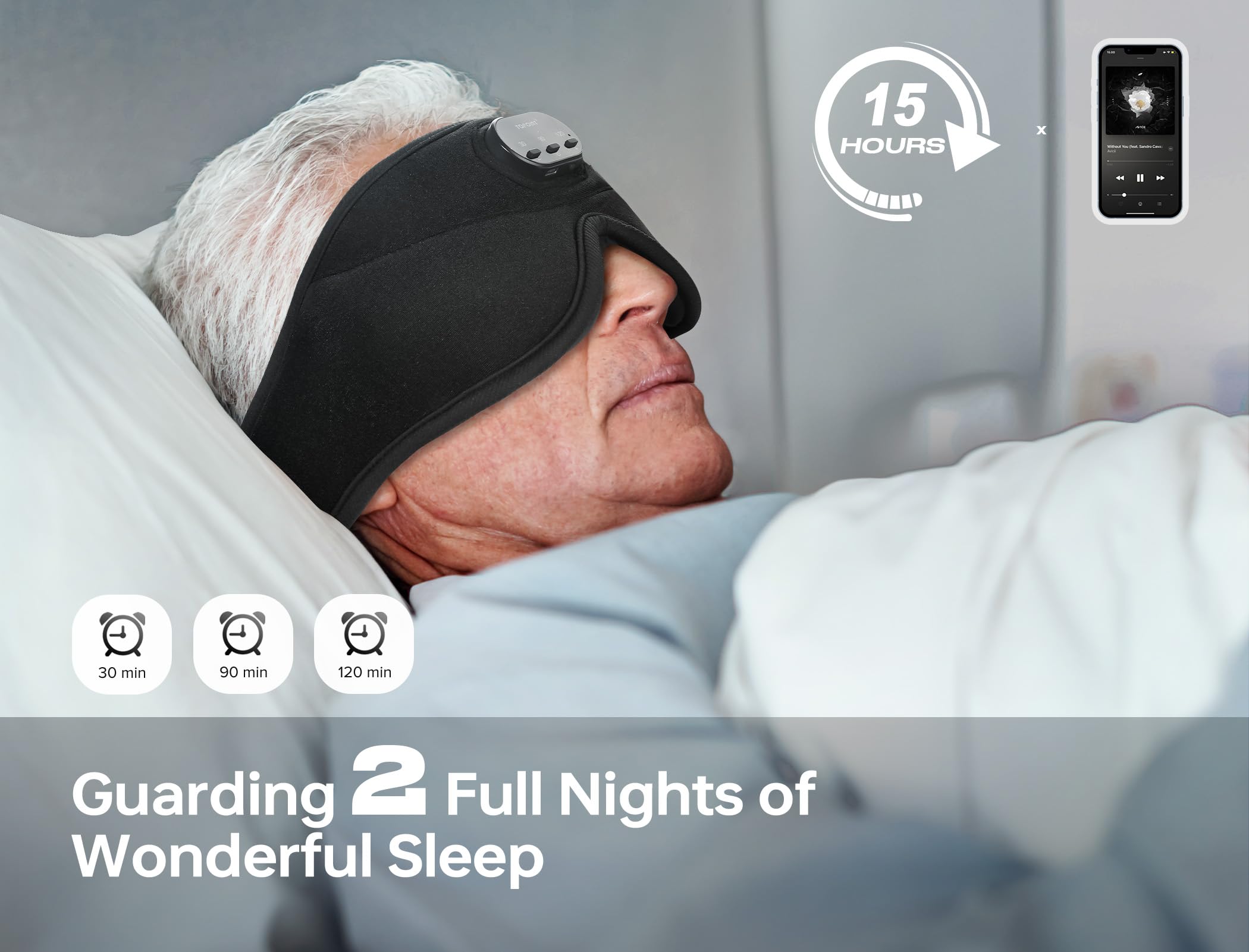 TOPOINT Sleep Mask with Bluetooth Headphones, 3D Eye Mask for Sleep Headphones with White Noise, Total Blackout, 5.4 Bluetooth,