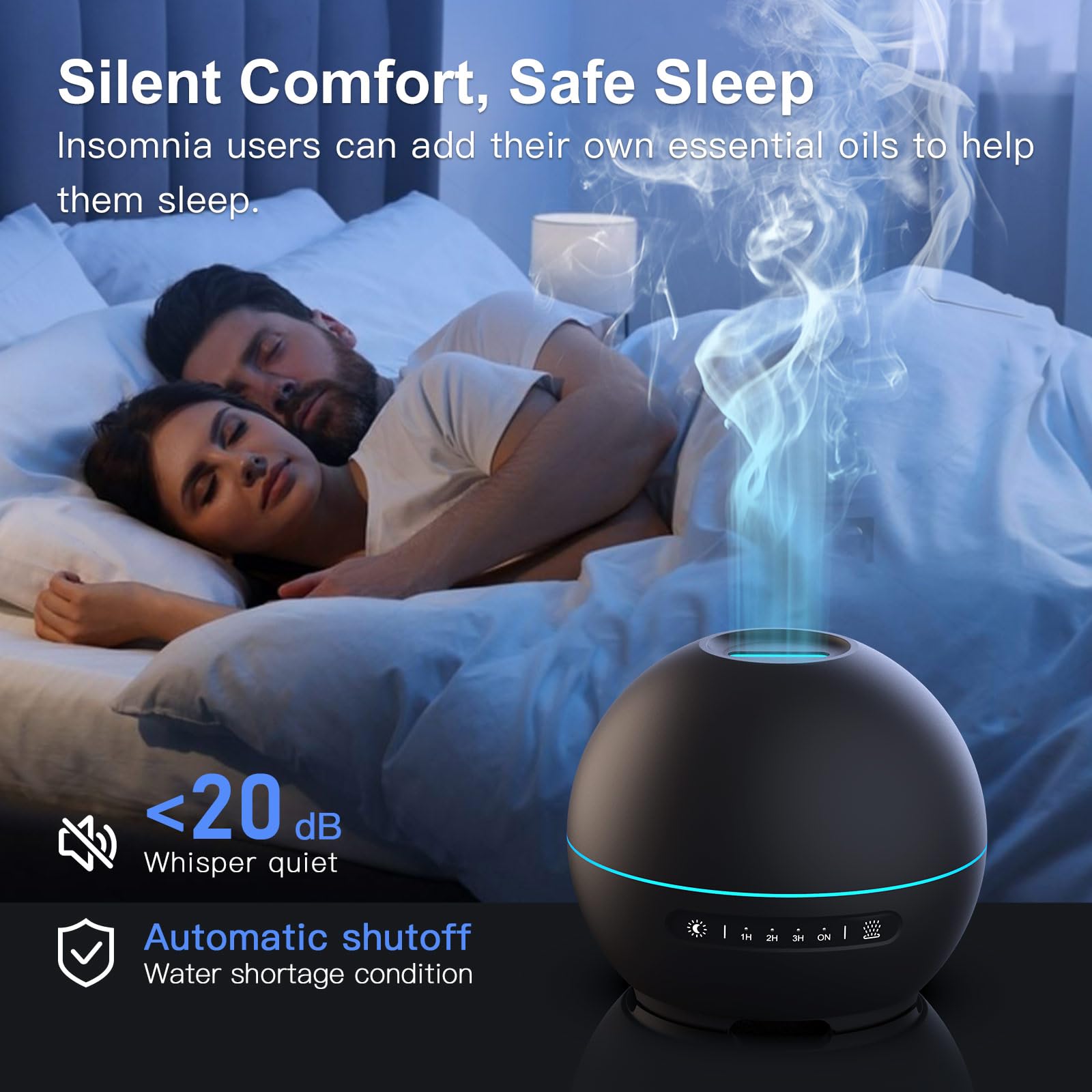 THIMONES 2 Pack Essential Oil Diffuser for Home - 200ml Ultrasonic Aromatherapy Diffuser with 4 Timers & 7 Colors Night Lights,