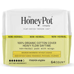 The Honey Pot Company - 64ct - Pads for Women - Non-Herbal Heavy Flow Daytime Pads w/Wings - Organic Cotton Cover & Ultra-Absorb