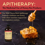 Honey Gardens Wild Cherry Bark Syrup | Traditional Respiratory Formula w/ Apitherapy Raw Honey | 48 Servings | 8 fl oz