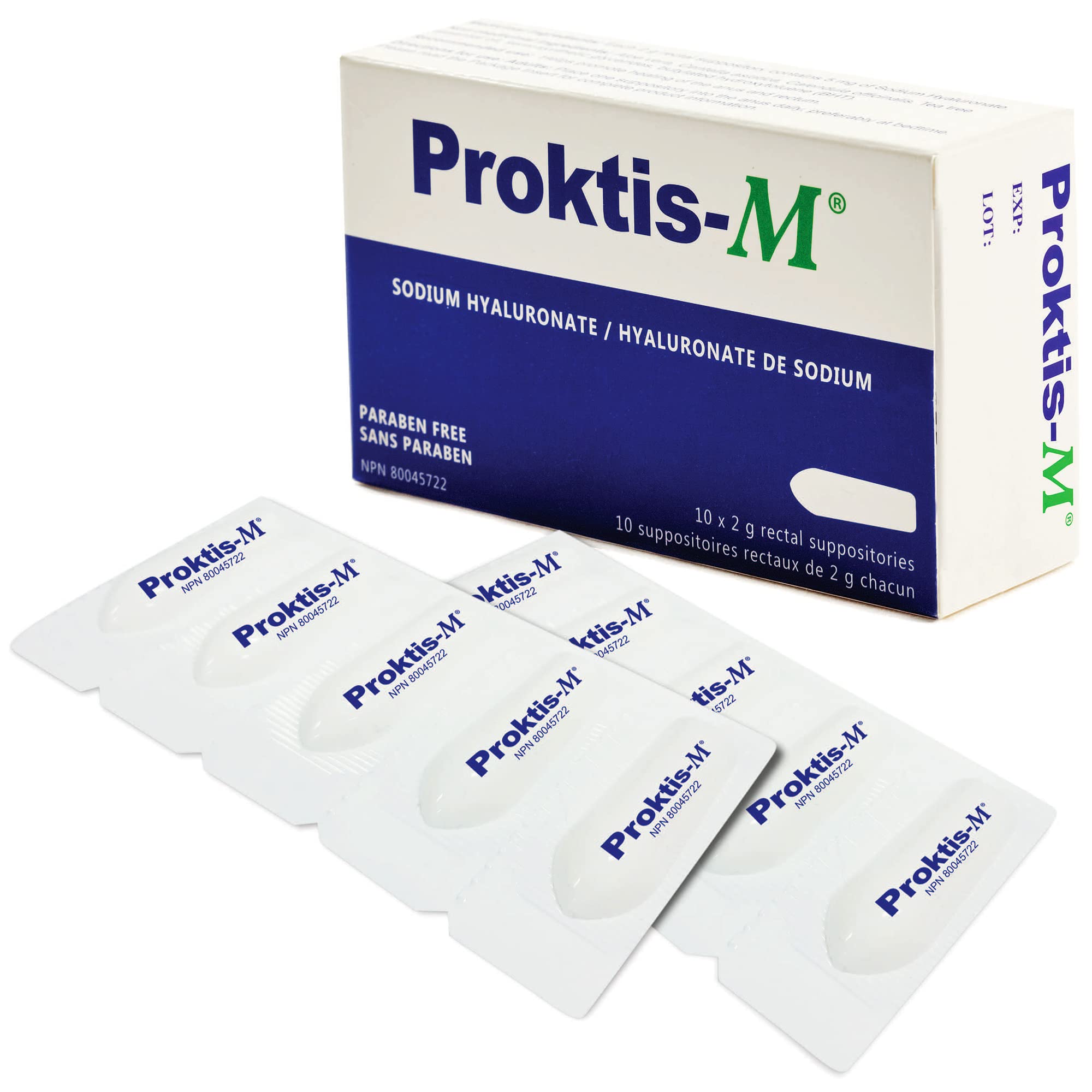 PROKTIS-M, Natural, Non-Steroidal Rectal Suppositories, with Hyaluronic Acid, for Healing of Anus and Rectum, in Conditions Such