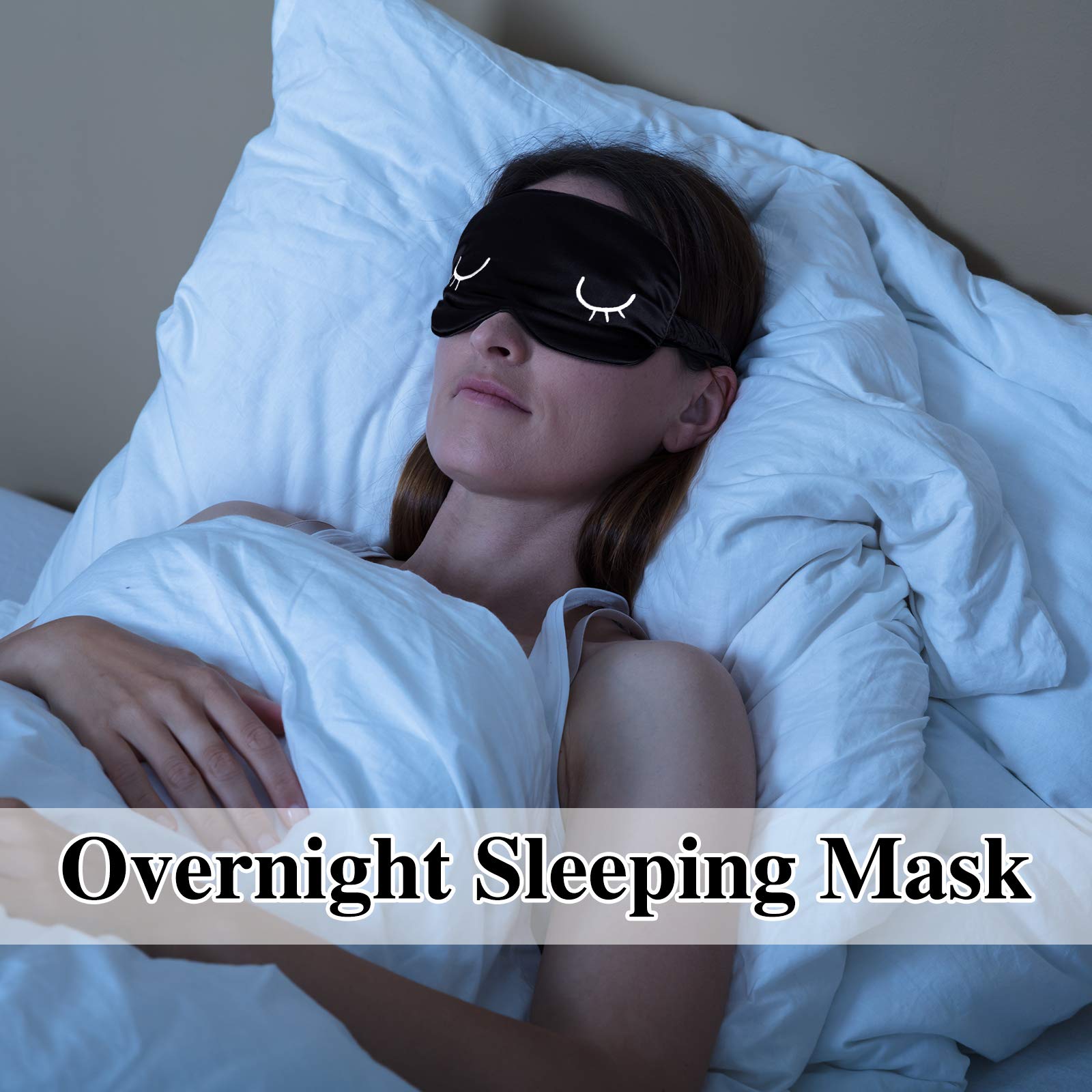 4 Pieces Sleep Eye Masks Silk Sleep Eye Cover Cute Lightweight Adjustable Eyeshade Mask Satin Night Eyeshade Covers for Women Me