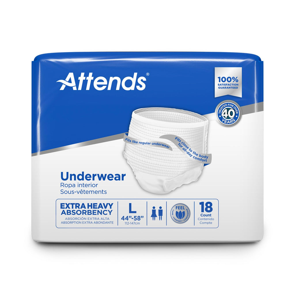 Attends Disposable Underwear Pull On with Tear Away Seams Large, APV30, Moderate, 72 Ct