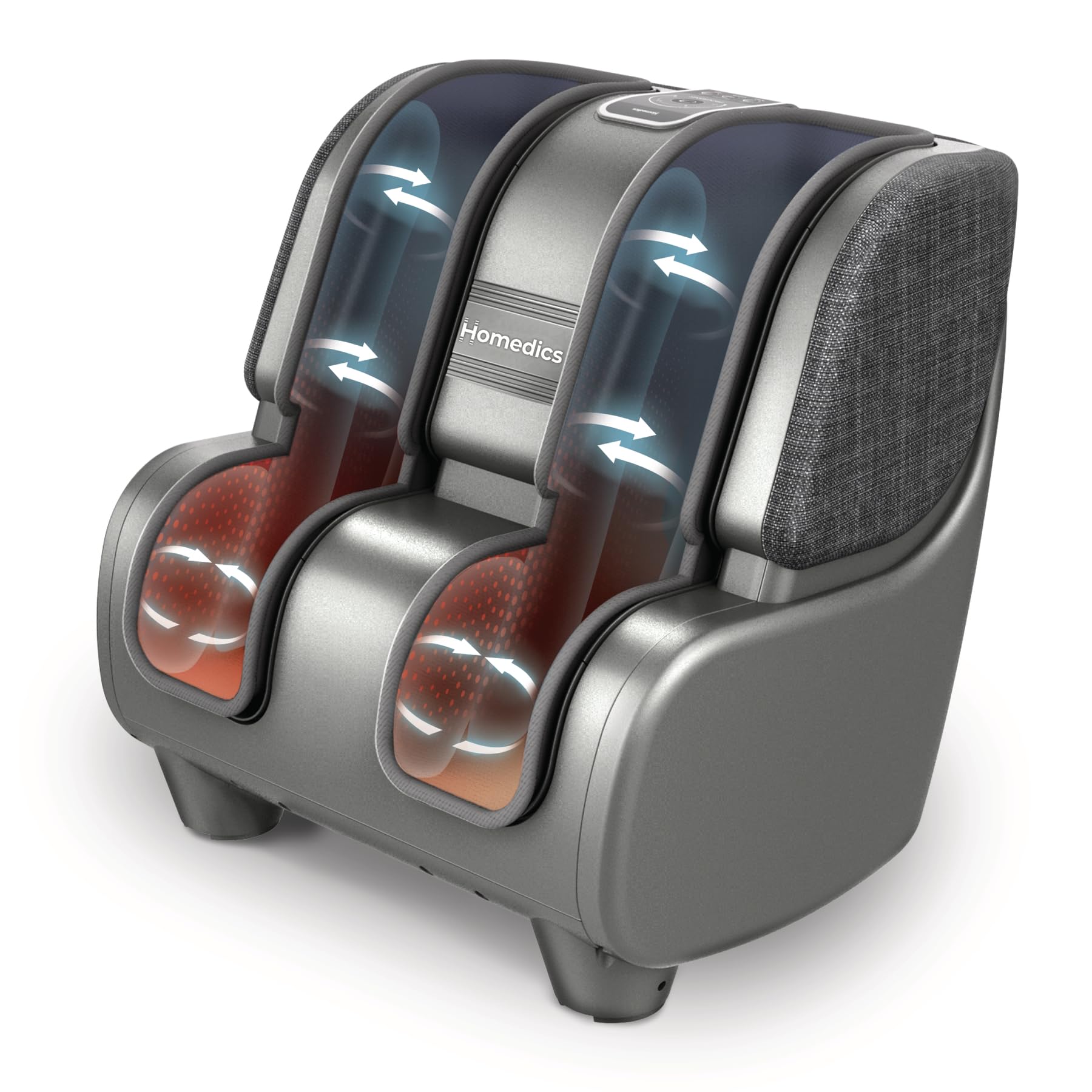 Homedics Deluxe Foot Massager & Calf Massager with Gentle Warmth, Rolling & Compression Massage, Adjustable Tilt, Washable Liner