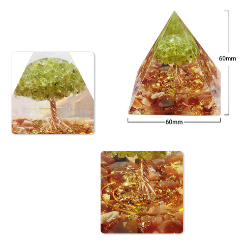 SUNYIK Orgone Pyramid & Orgone Pendulum Set, Tree of Life Orgonite Energy Generator & Orgone Crystal Points Pendulum for Divinat