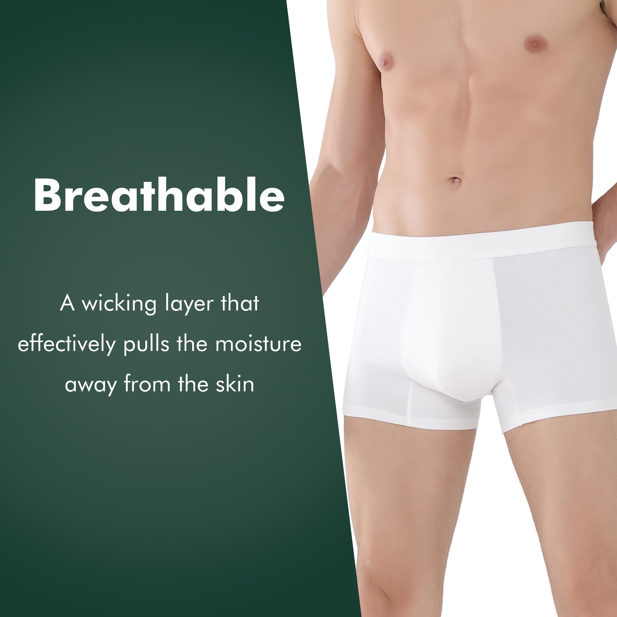 AIRCUTE Washable Absorbent Urinary Incontinence Underwear for Men, Soft Leak Proof Boxer Briefs for Bladder Leakage 60ML (Medium