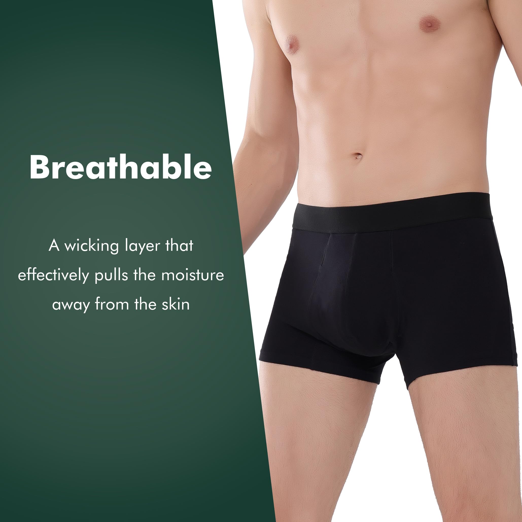 AIRCUTE Men Urinary Incontinence Underwear Washable Absorbency Soft Bladder Leak Proof Boxer Briefs 60 ML 3 Pack (Small,Black-Gr