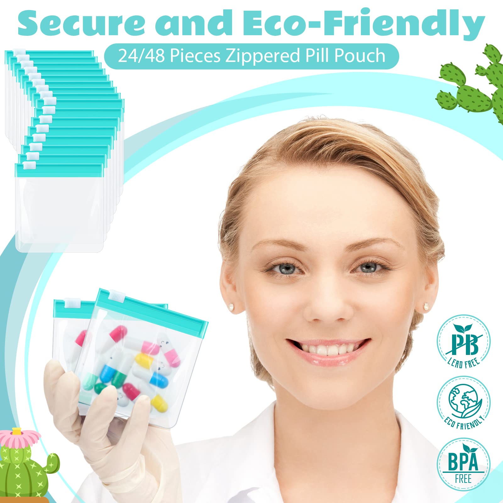 24 Pieces Pill Pouch Bags Zippered Pill Pouch Set Reusable Translucent Medicine Organizer Self Sealing Medicine Bag Travel Plast