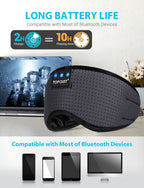 Sleep Headphones Wireless Bluetooth, TOPOINT Eye Mask for Sleeping with Microphone Handsfree, Silk Sleep Mask for Side Sleepers