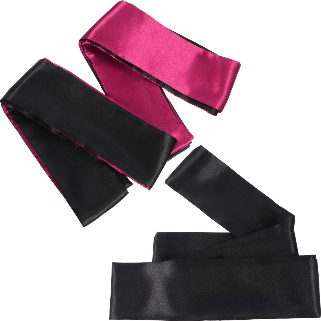 Hestya 2 Pack Sleeping Mask Satin Eye Mask (Black Red and Black) Blindfold, 150 cm
