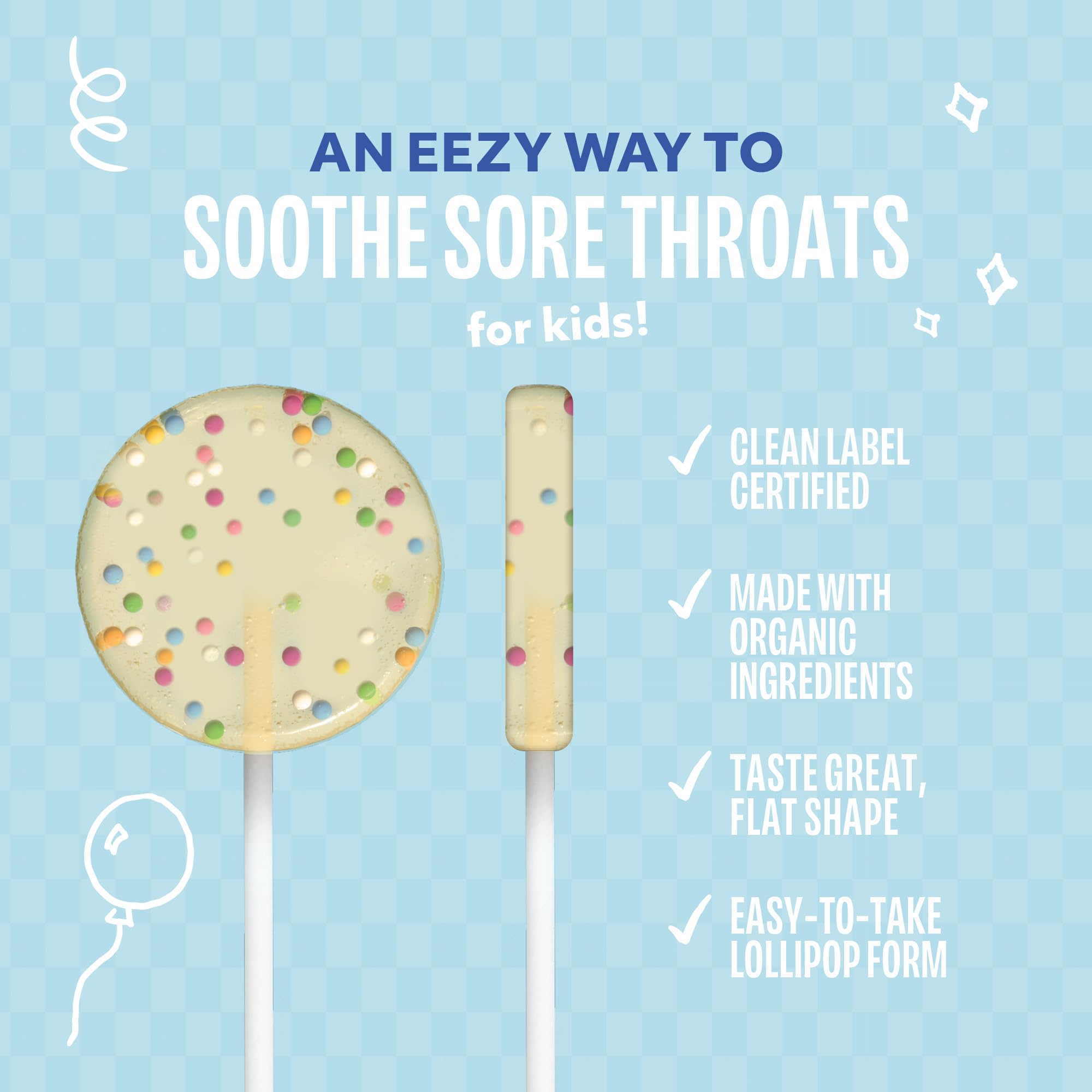 Lolleez Lollipops for Kids Sore Throat Relief, Birthday Cake Perfect for Soothing A Sore Throat While Tasting Great, Birthday Ca