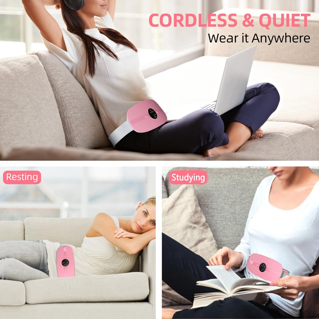 ZPP Portable Cordless Heating Pad, Fast Heating Pad, Electric Waist Belt Device, 3-Speed Vibration&Heat Levels, Back or Belly He