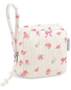 Chicarries Small Makeup Bag | Discreet Period Bag Pad Pouch for Purse| Sanitary Napkin Storage & Tampon Holder for Travel(Flower