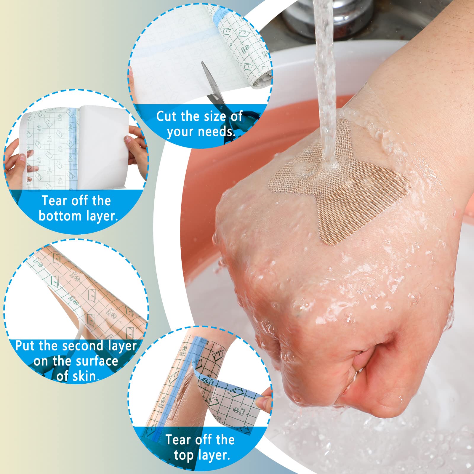 Nuanchu 9 Rolls Tattoo Aftercare Bandage Waterproof Transparent Stretch Adhesive Bandages Tape Clear Tattoo Film Wrap for Swimmi