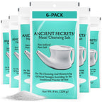 ANCIENT SECRETS Nasal Cleansing Salt, Non-Iodized, 6-Pack - USP-Grade Sodium Chloride for Any Neti Pot, Sinus Irrigation System,