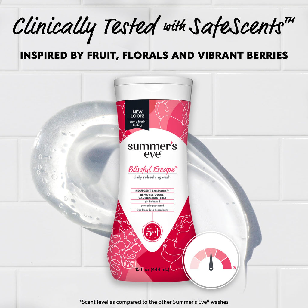 Summer's Eve Blissful Escape Daily Refreshing All Over Feminine Body Wash, Removes Odor, Feminine Wash pH Balanced, 15 fl oz