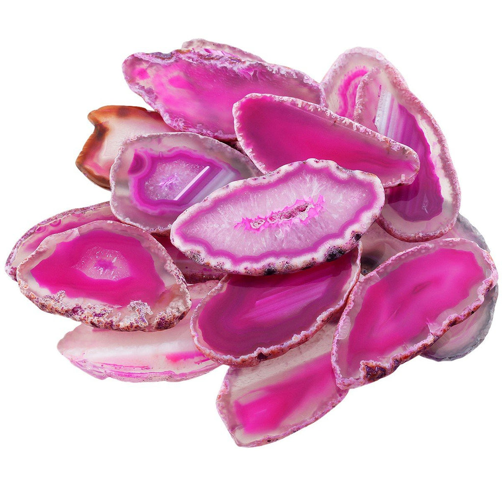 Rockcloud 10 Pcs Agate Light Table Slices, Healing Crystals Geode Stones,Irregular Home Decoration Jewelry Making,Pink