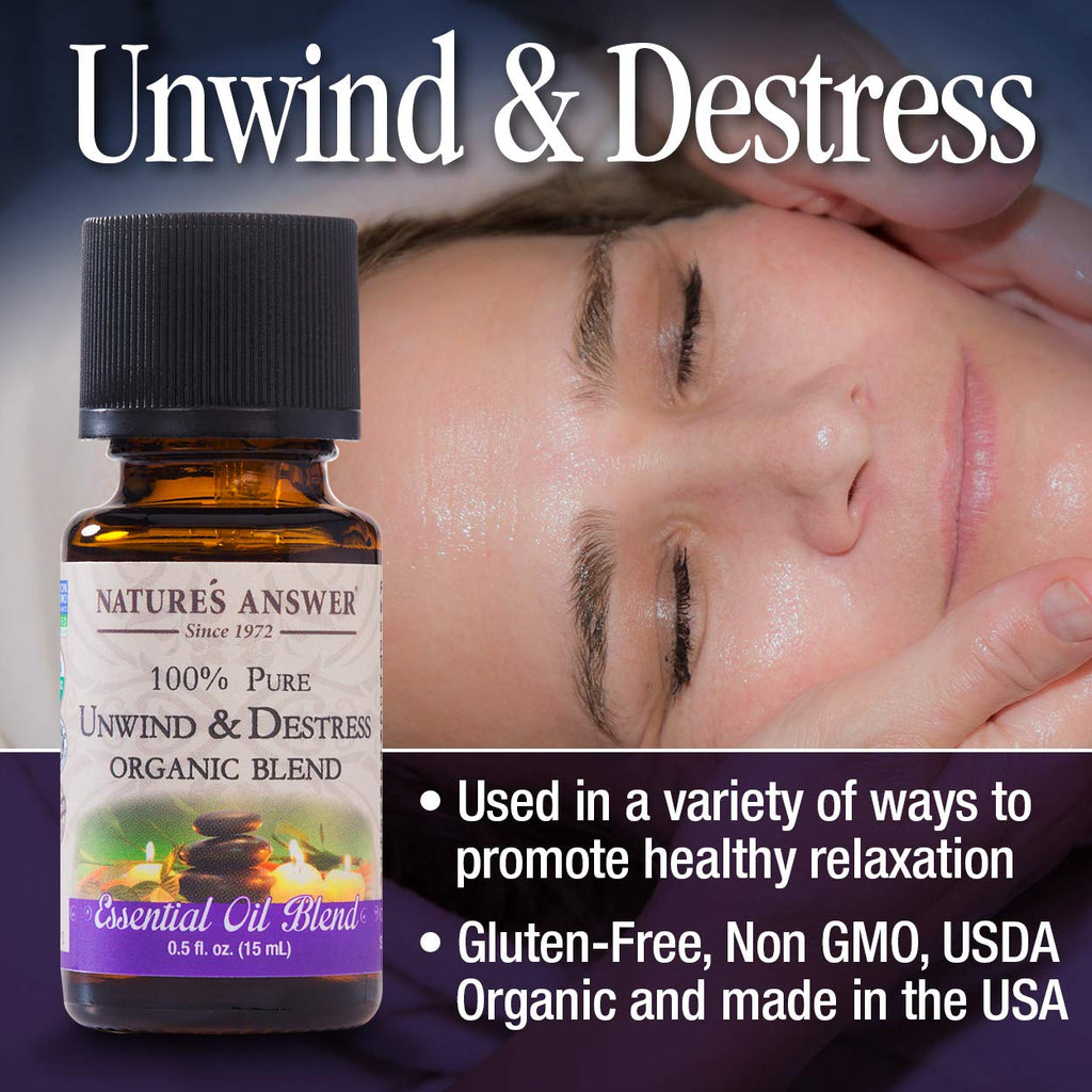 Natures Answer 100% Pure Organic Essential Oil Blend, 0.5-Ounce, Unwind/D-s Trees