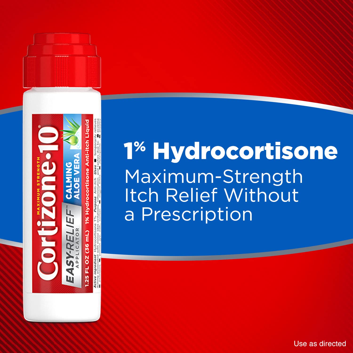 Cortizone 10 With Healing Aloe Easy Relief Applicator 1.25 oz., Maximum Strength 1% Hydrocortisone Anti-Itch Liquid (Pack of 6)