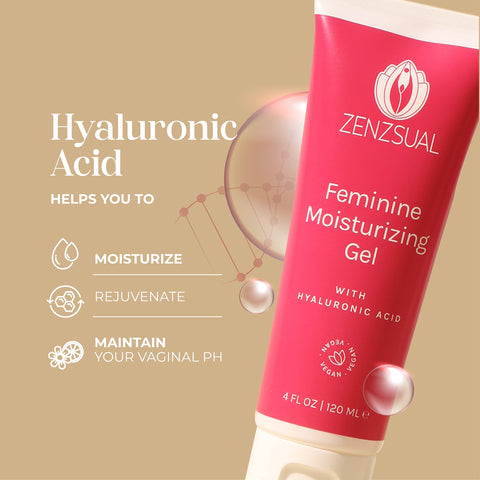 ZENZSUAL Gel with Hyaluronic Acid for Intimate Dryness, Itchin and Burning Sensation, Water Base,100% Vegan, NO Glycerin, NO Par