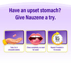 Nauzene Upset Stomach & Nausea Relief with Ginger | 4-Minute Formula | Non-Drowsy | Ginger Honey Flavor | 42 Count