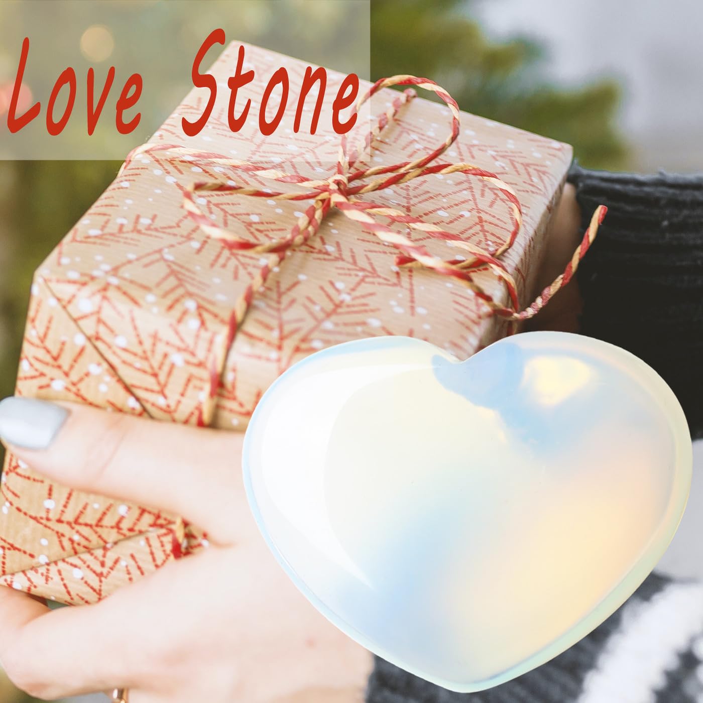 MAIBAOTA 45 mm Opal Stones Heart Love Crystal Valentines Gifts for Herfriend Wife Palm Stone Reiki Crystal Gemstone Worry Stones