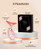 ELISHINE 7 Color Face and Neck Massager Light Therapy, Red Light Based Facial Massager for Skin Care, Firming, Smoothing (Rose G