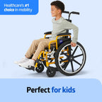 Medline Pediatric Wheelchair for Children - 14”W x 12”D Seat with Elevating Leg Rests