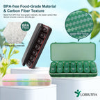 LOBIUTIYA Weekly Pill Organizer 2 Times a Day + 2 Detachable AM PM Travel Kits for Vitamin, Medicine, Supplement, Fish Oil - Gre