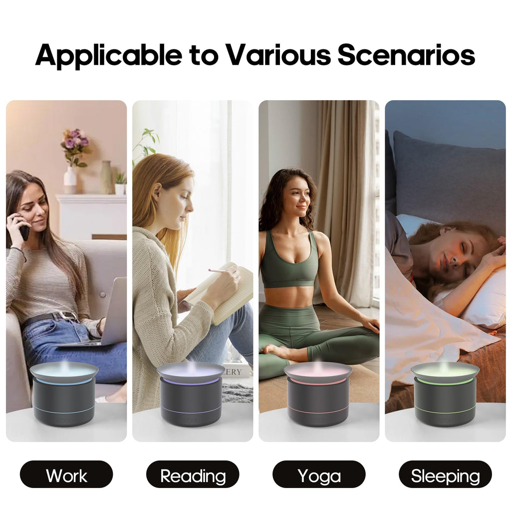 Essential Oil Diffusers, 200ml Aromatherapy Diffuser with Auto Shut-Off Function, Cool Mist Humidifier with 2 Modes, Small Diffu
