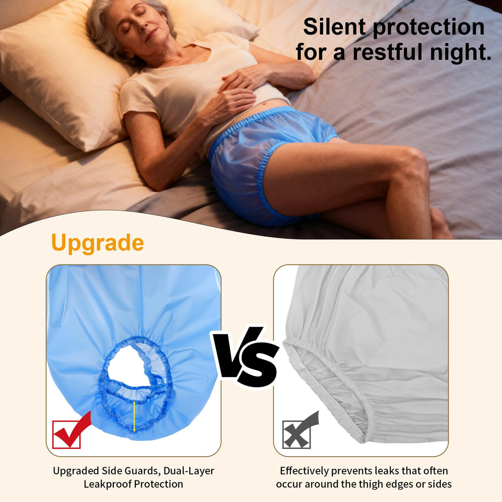 Florith Unisex Washable Adult Diaper Cover, Rubber Plastic Pants Waterproof Reusable, Advanced Anti-Leak Side Protection, Breath