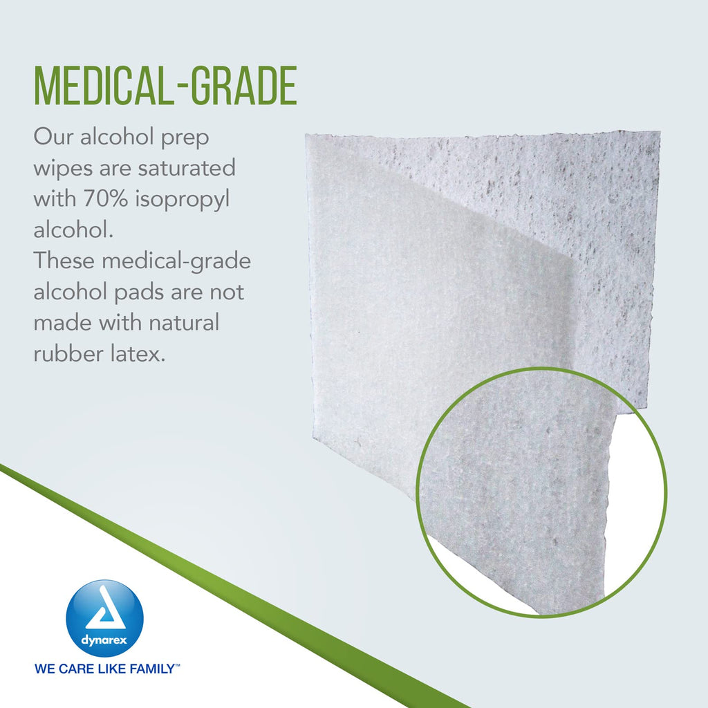 Dynarex Alcohol Prep Pads, Medical-Grade and Non-Woven Prep Pads, Saturated with 70% Isopropyl Alcohol, Rapid-Acting Antiseptic