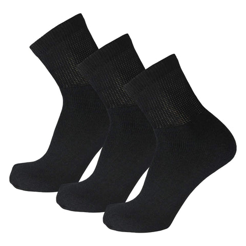 Big and Tall Diabetic Cotton Neuropathy Ankle Socks, King Size Mens Athletic Socks (13-15, Quarter Black) - 3 pairs