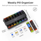 Weekly Pill Organizer 2 Times a Day, KOVIUU Large Travel Pill Box 7 Day, Am Pm Twice Daily Pill Case with Rotatable Handle, Pill