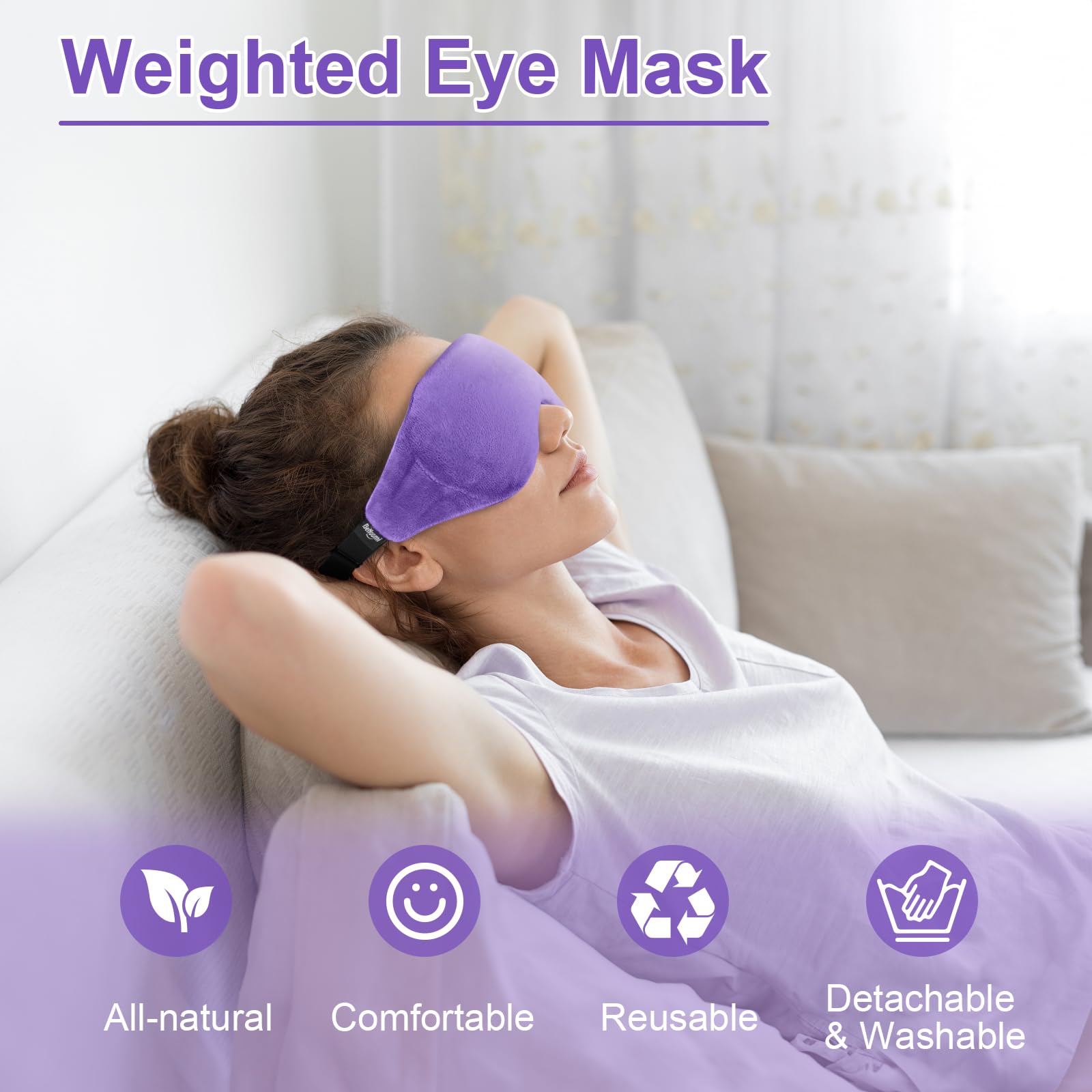 BeHoomi Weighted Eye Mask for Sleeping, Soft Heated Eye Mask, Moist Heat Warm Compress for Eyes, Natural Lavender & Flaxseeds Mi