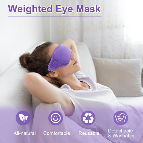 BeHoomi Weighted Eye Mask for Sleeping, Soft Heated Eye Mask, Moist Heat Warm Compress for Eyes, Natural Lavender & Flaxseeds Mi
