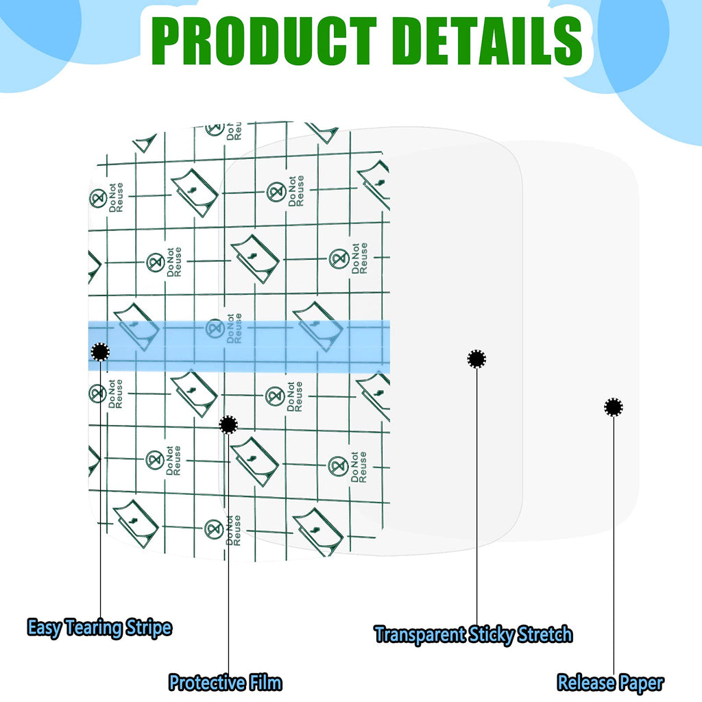 Nuanchu 50 Pcs Transparent Stretch Waterproof Adhesive Bandage Protective Bandage Clear Film Dressing Cover Stretch Tape Round S