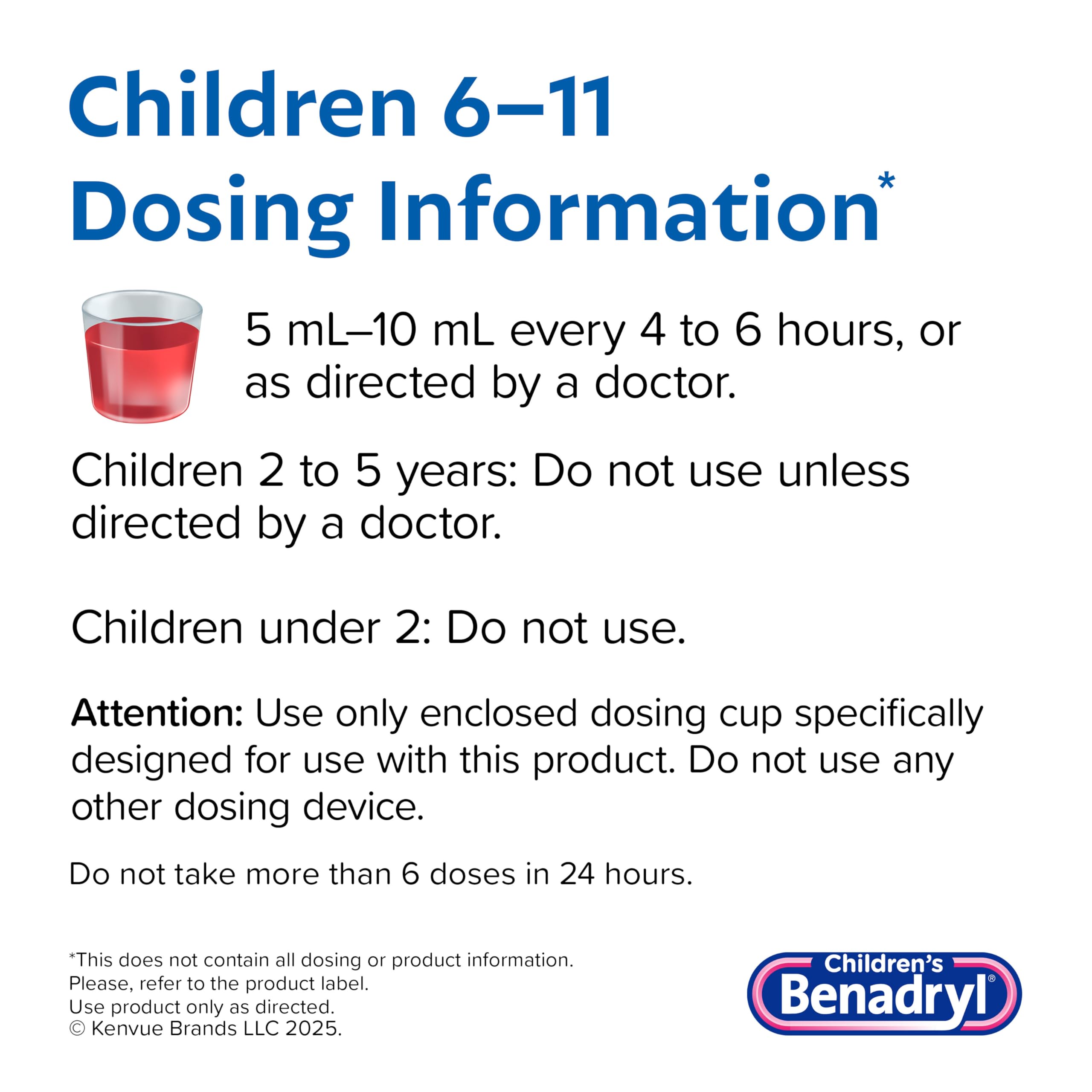 Benadryl Childrens Allergy Relief Liquid Medicine with Diphenhydramine HCl, Kids Allergy Syrup for Allergy Symptoms Like Runny
