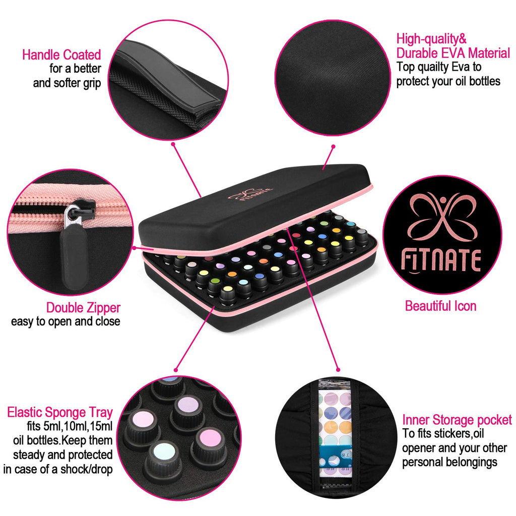 FITNATE Essential Oils Storage Essential Oils Case for 5ml 10ml 15ml Essential Oils, Essential Oil Travel Case with Essential Oi